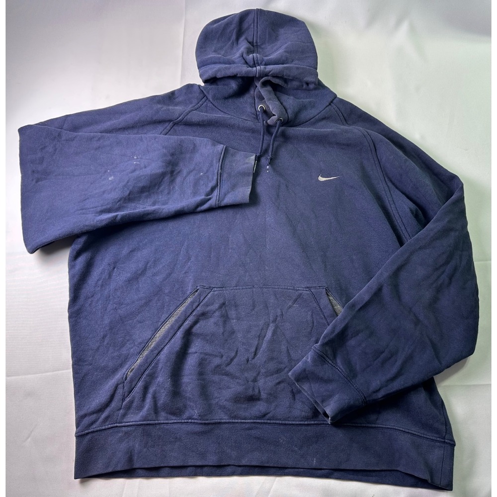 VTG Nike Sportswear Navy Blue Hoodie Sweatshirt Mens Size‎ L Gray Tag